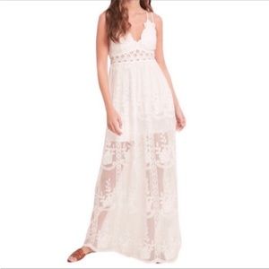 WISHLIST Lace Sheer Smocked Maxi Dress S